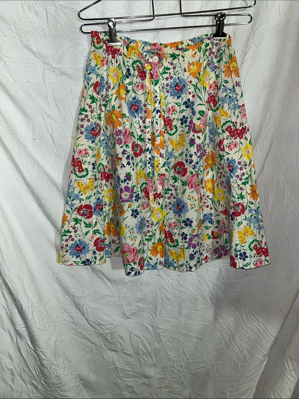 HUnter Vintage  White Floral A-Line Skirt with Multicolor Print size 6 - Picture 2 of 12